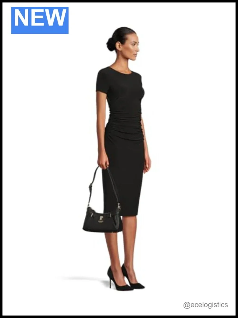 Satchel Shoulder Bag with Shiny Gold Hardware, Interior Zip Pockets